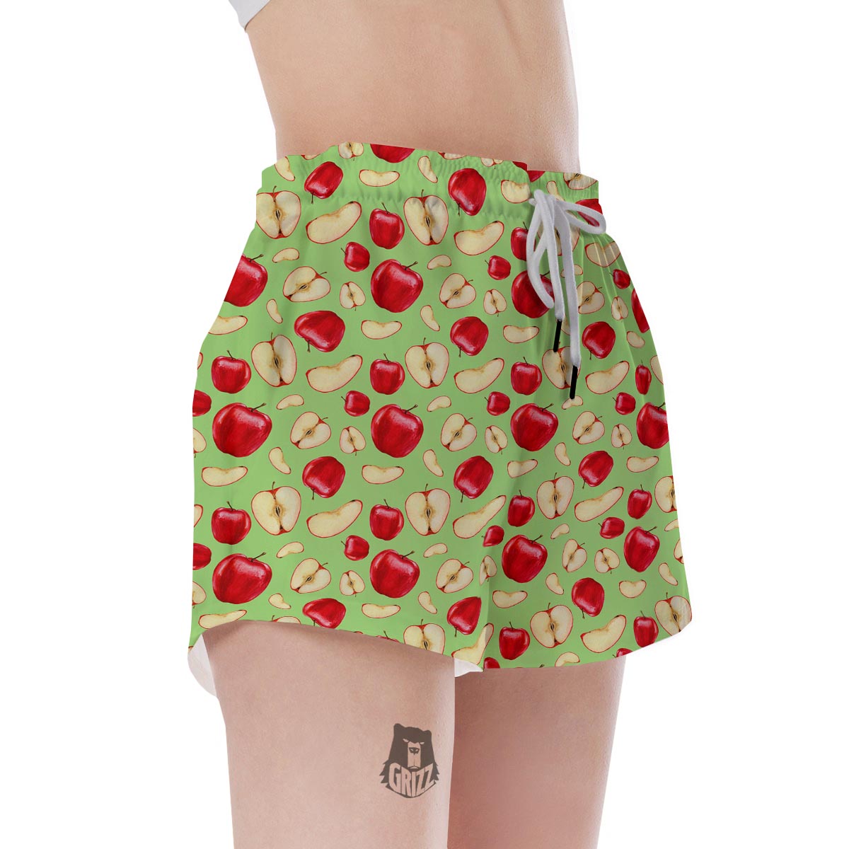 Fruit Red Apple Print Pattern Women's Shorts-grizzshop