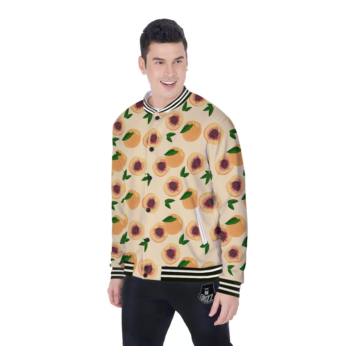 Fruit Ripe Apricot Print Pattern Baseball Jacket-grizzshop