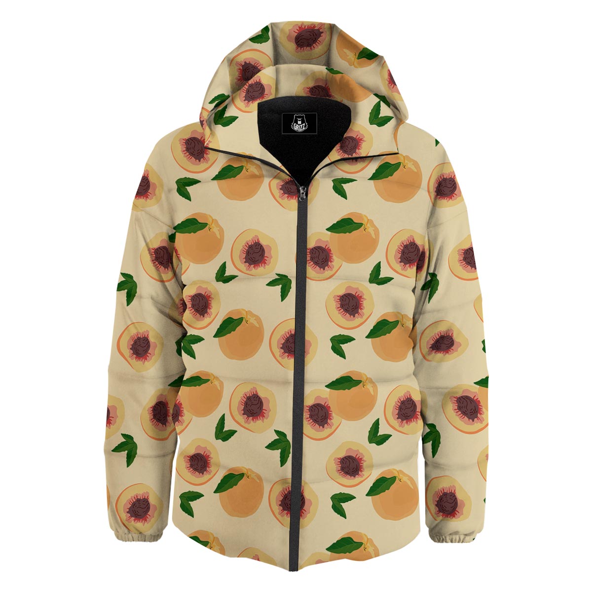 Fruit Ripe Apricot Print Pattern Down Jacket-grizzshop