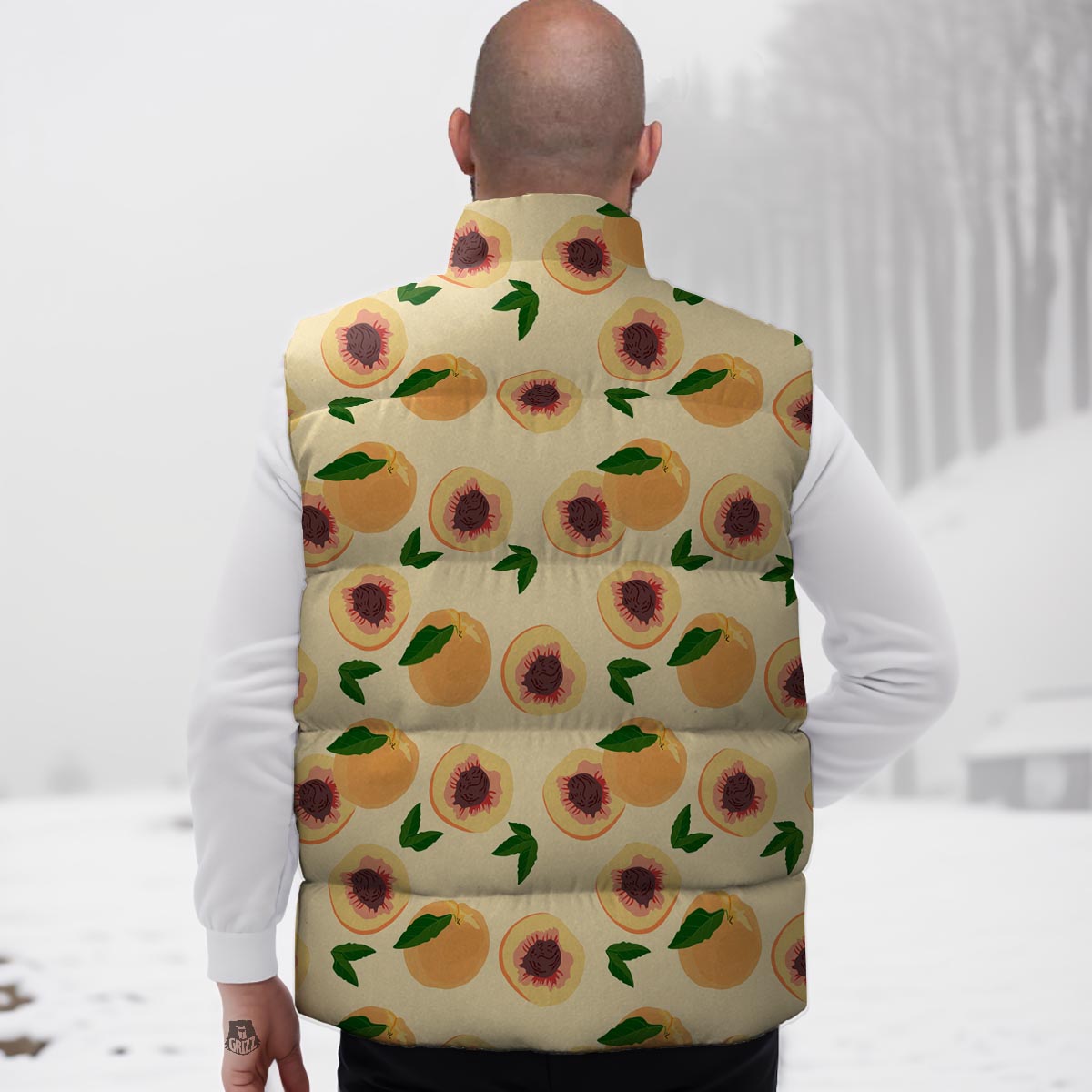 Fruit Ripe Apricot Print Pattern Down Vest-grizzshop