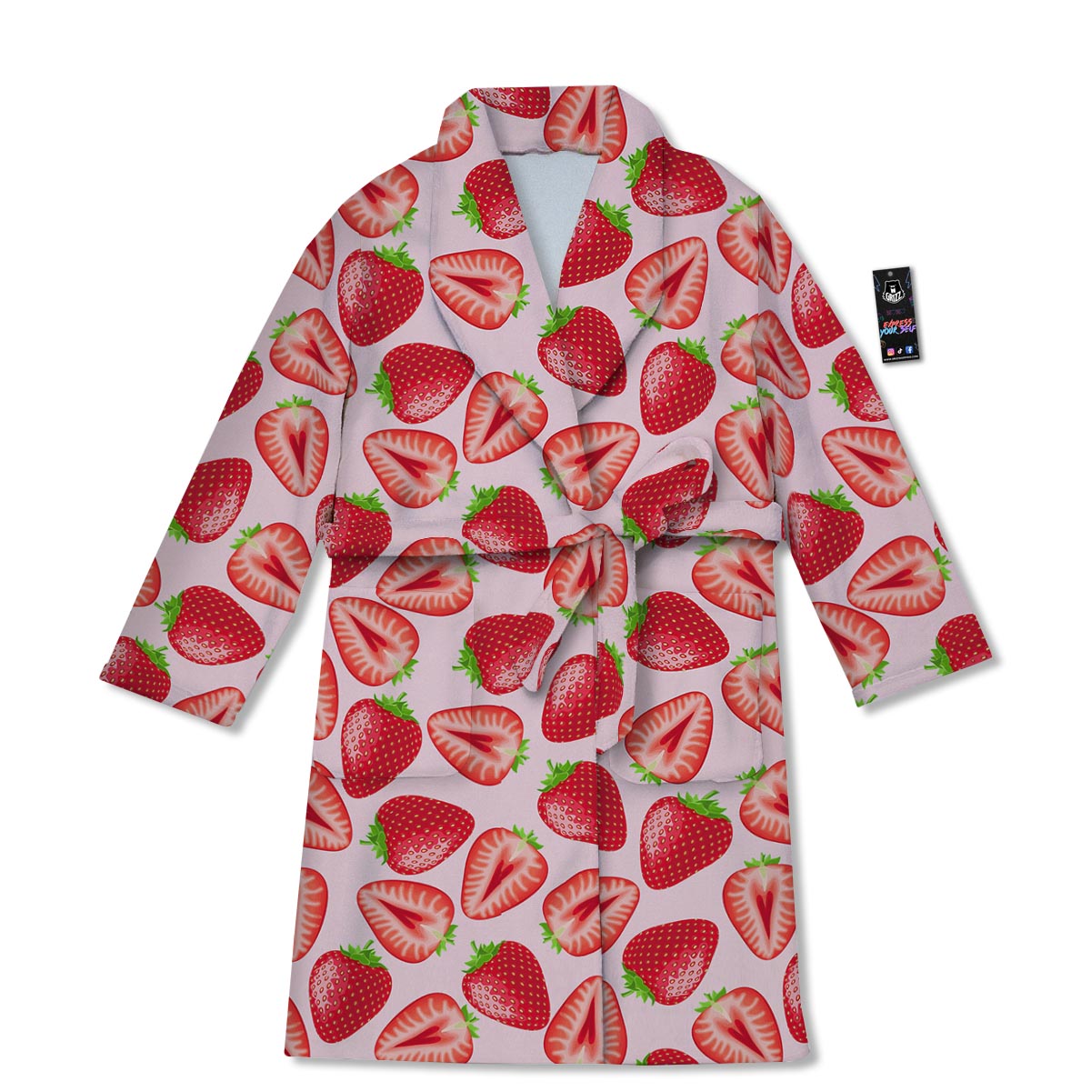 Fruit Strawberry Print Pattern Bathrobe-grizzshop