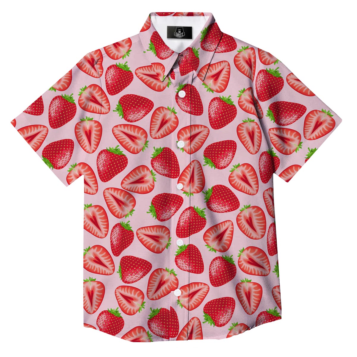 Fruit Strawberry Print Pattern Button Up Shirt-grizzshop