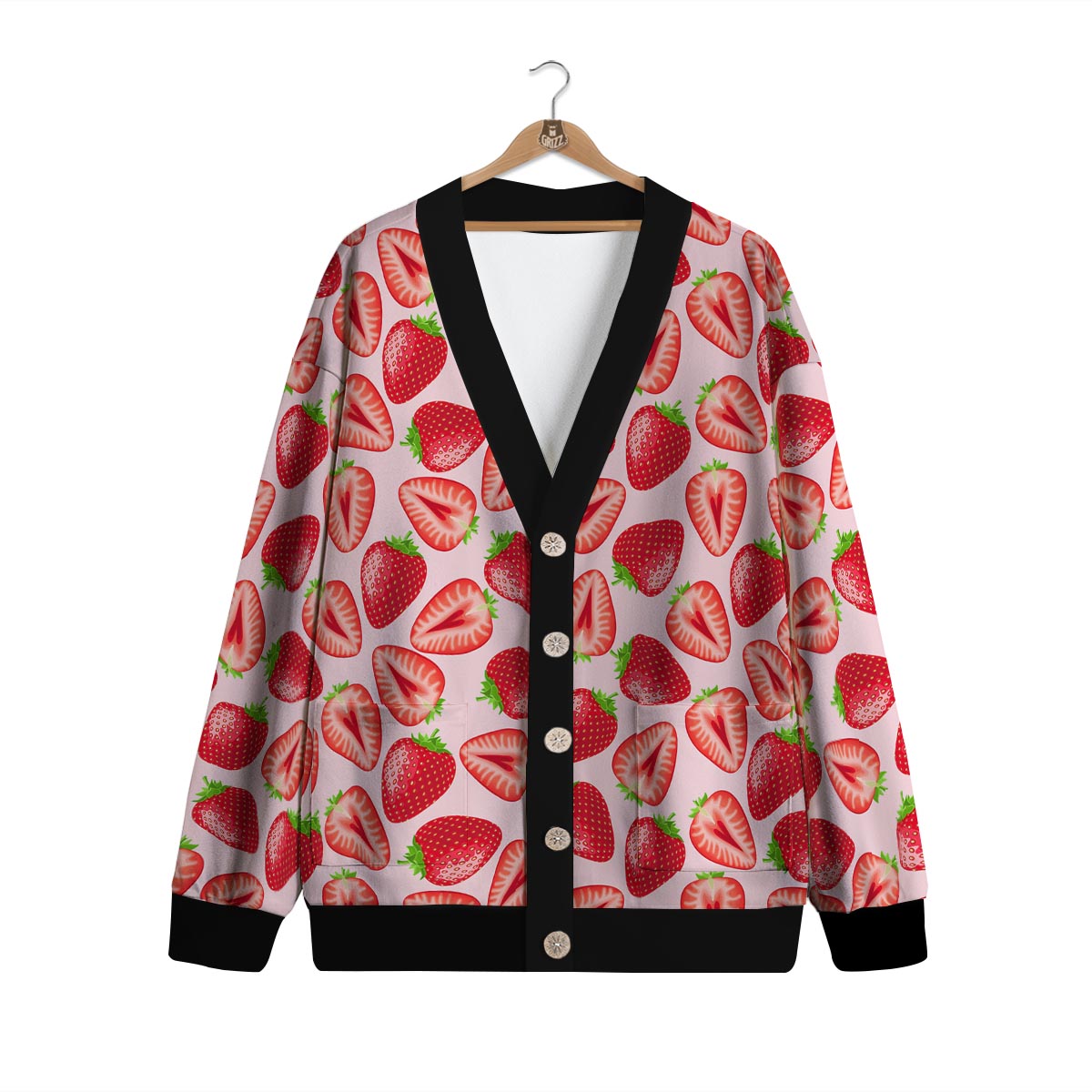 Fruit Strawberry Print Pattern Cardigan-grizzshop