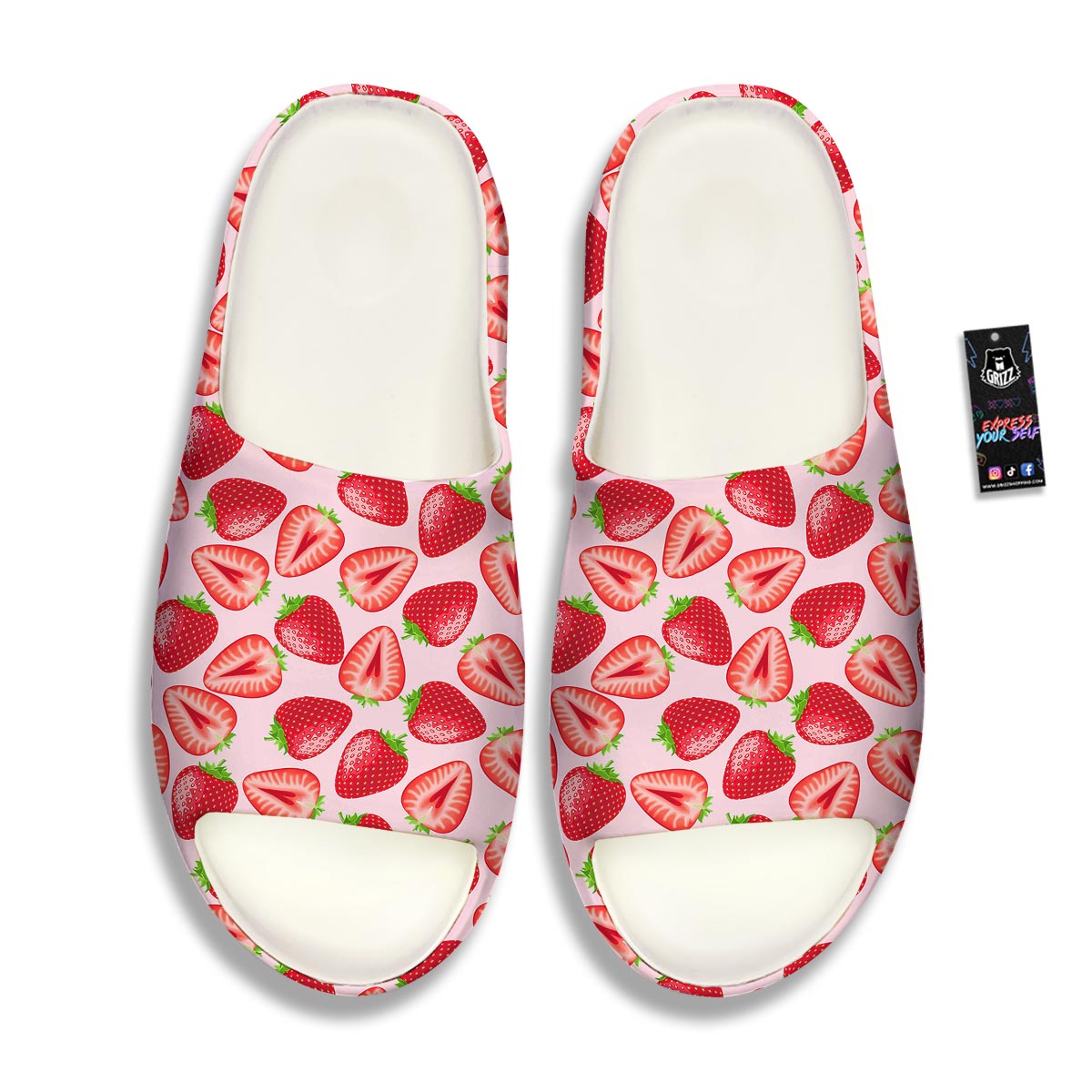 Fruit Strawberry Print Pattern Sandals-grizzshop