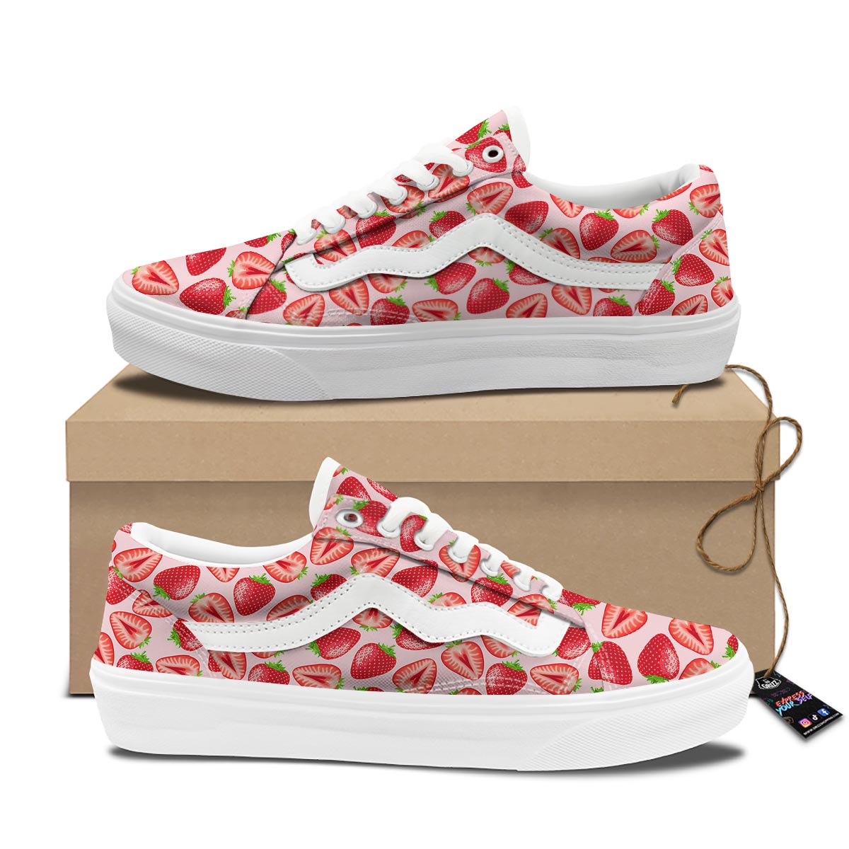 Fruit Strawberry Print Pattern Skate Shoes-grizzshop
