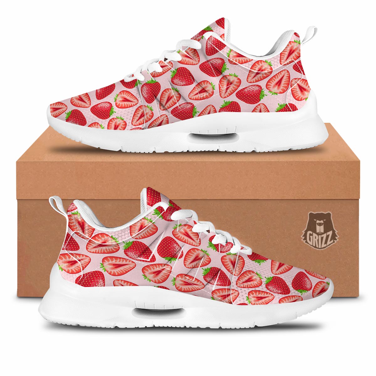 Fruit Strawberry Print Pattern Tennis Shoes-grizzshop