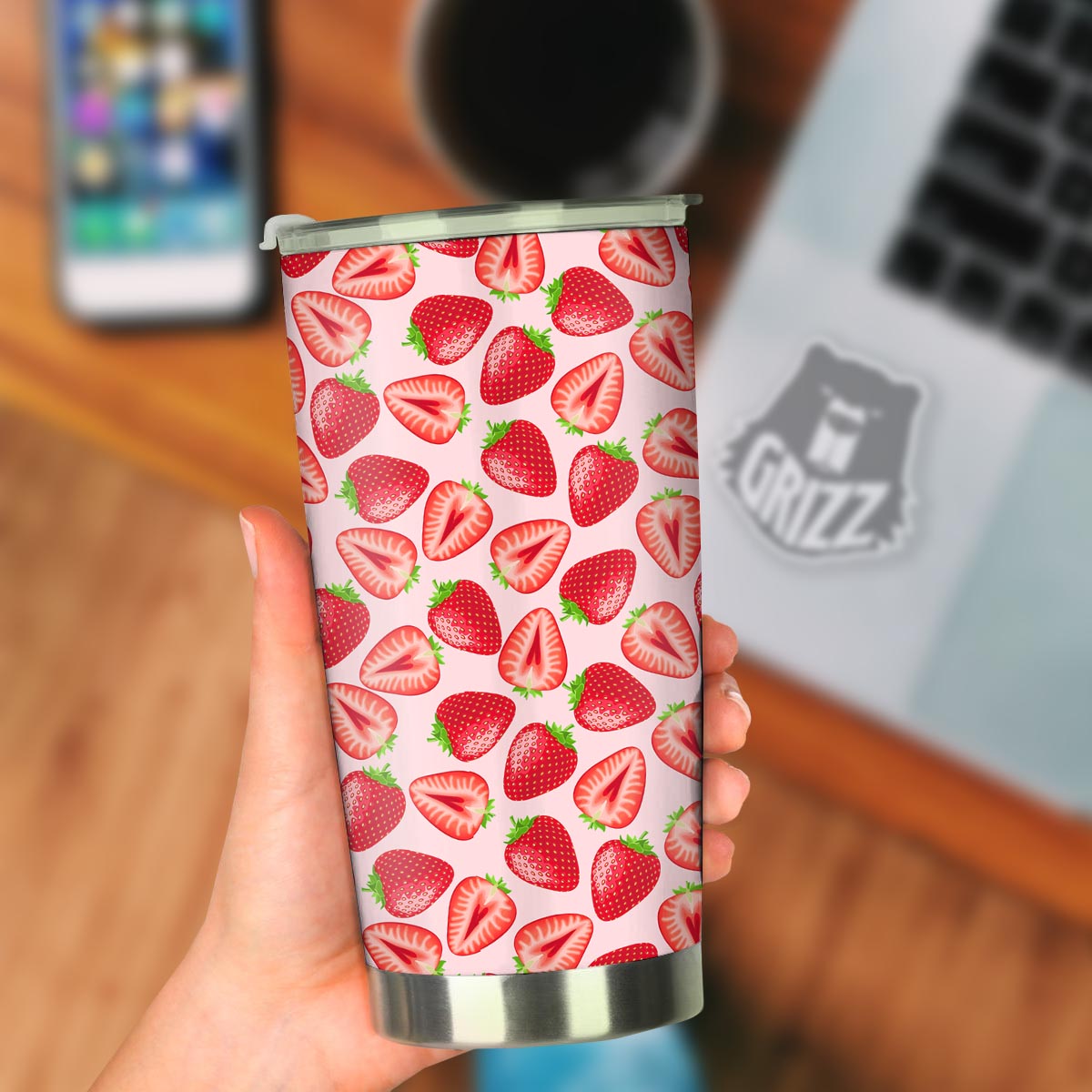 Fruit Strawberry Print Pattern Tumbler-grizzshop