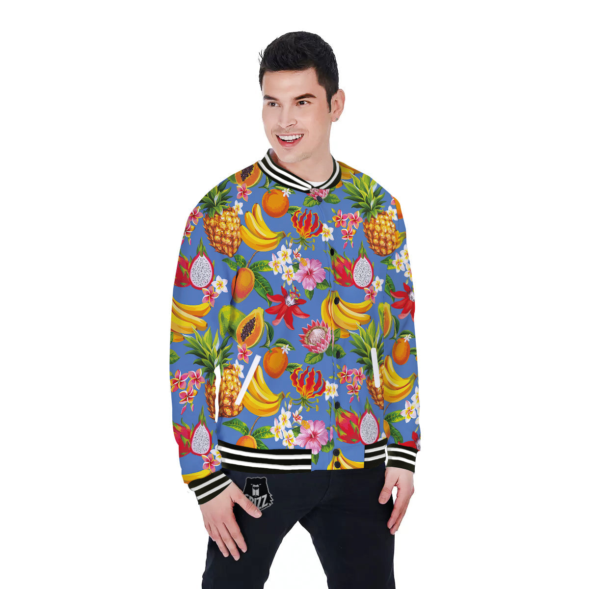 Fruits Aloha Tropical Print Pattern Baseball Jacket-grizzshop
