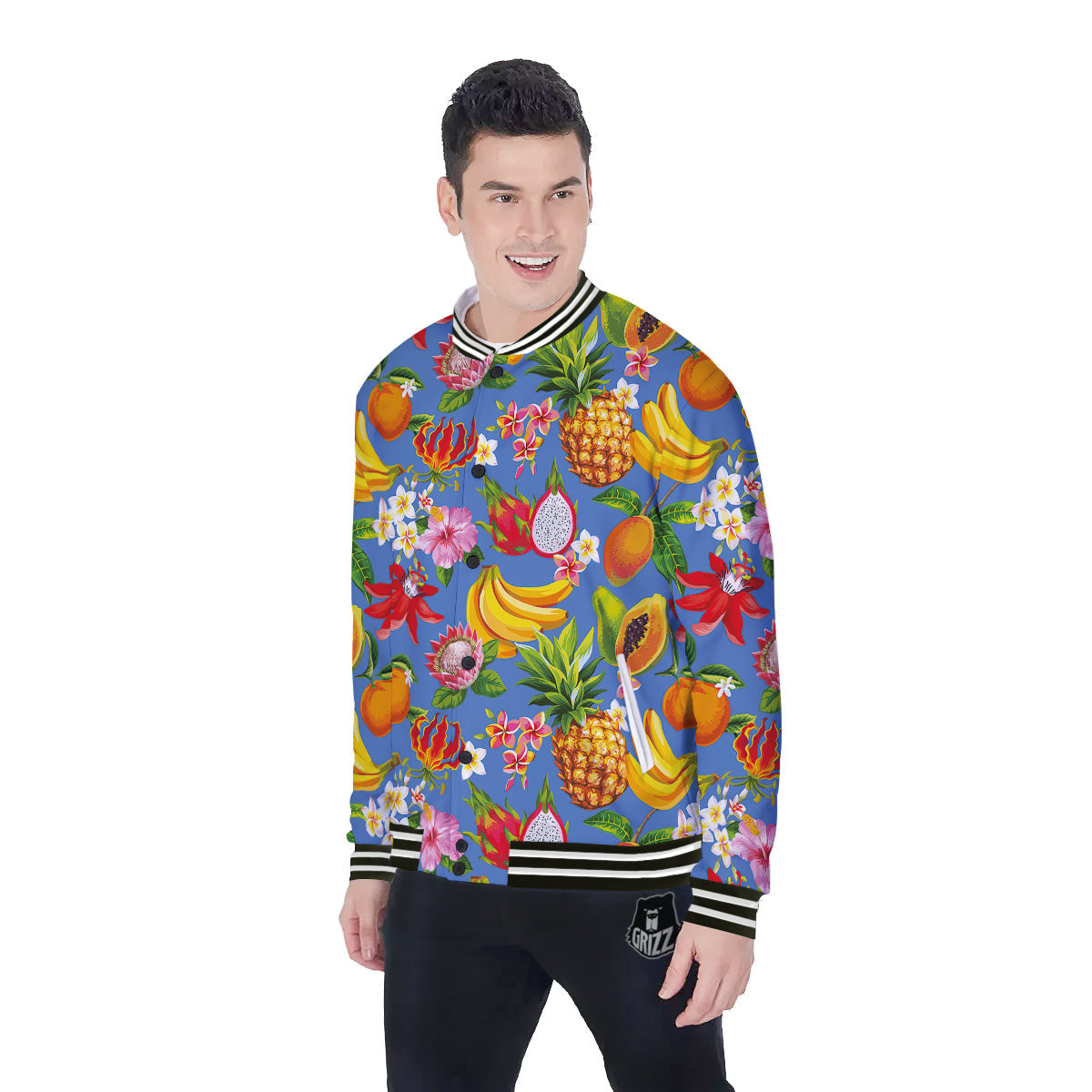 Fruits Aloha Tropical Print Pattern Baseball Jacket-grizzshop