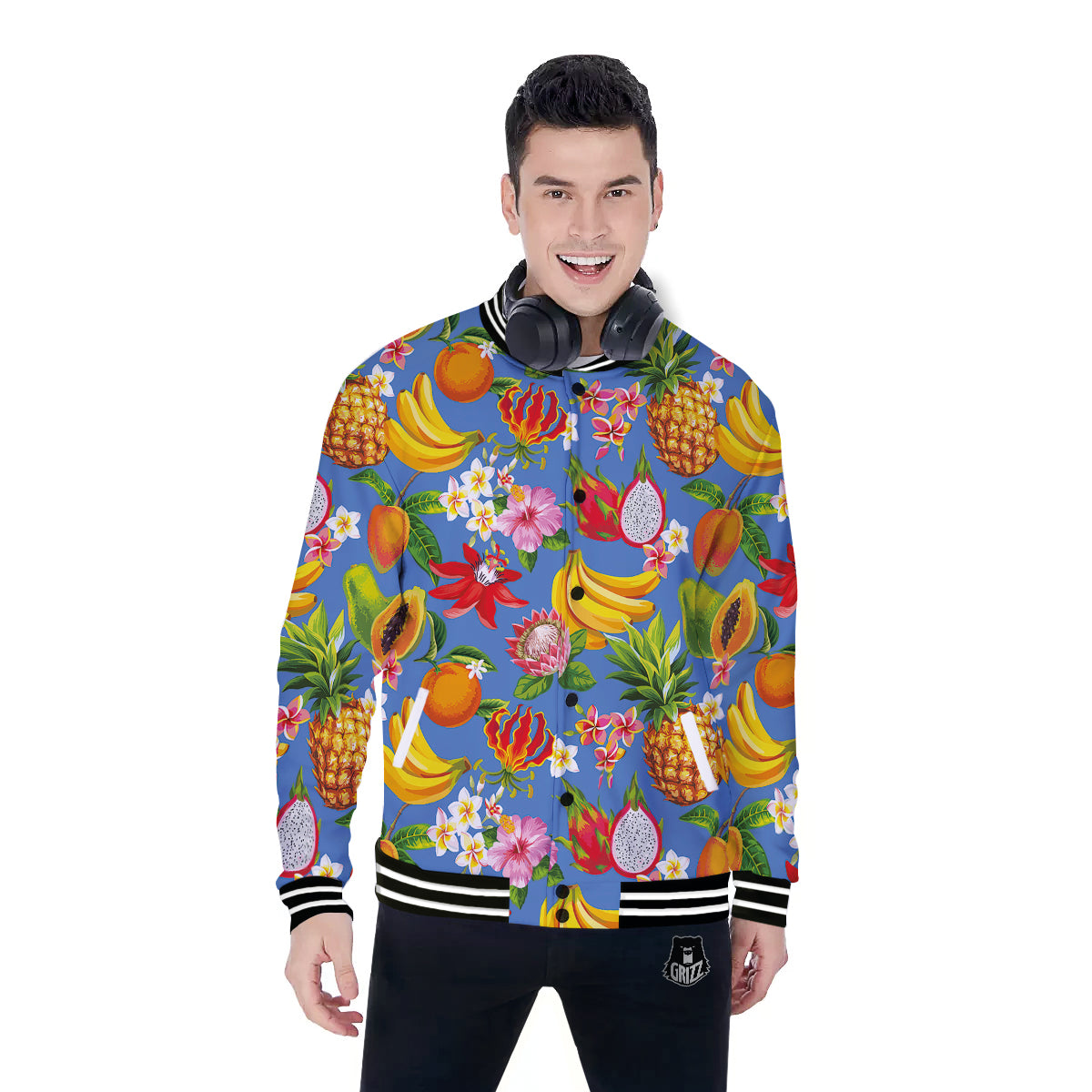 Fruits Aloha Tropical Print Pattern Baseball Jacket-grizzshop