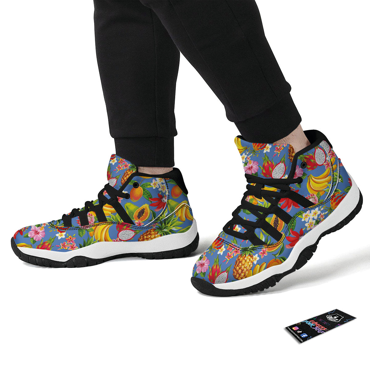 Fruits Aloha Tropical Print Pattern Black Bball Shoes-grizzshop