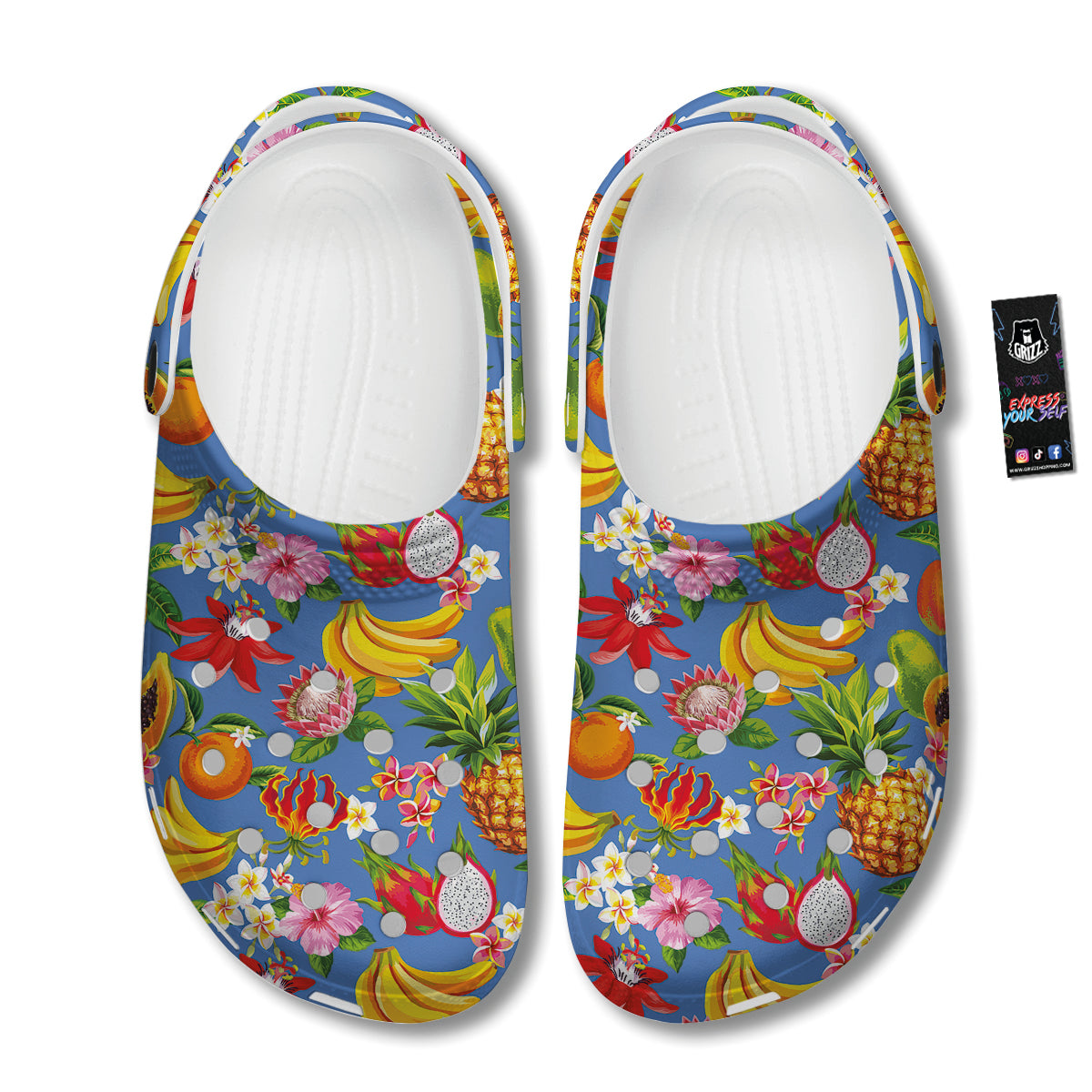 Fruits Aloha Tropical Print Pattern Clog-grizzshop