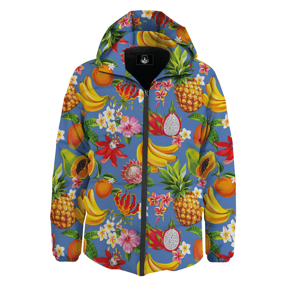 Fruits Aloha Tropical Print Pattern Down Jacket-grizzshop