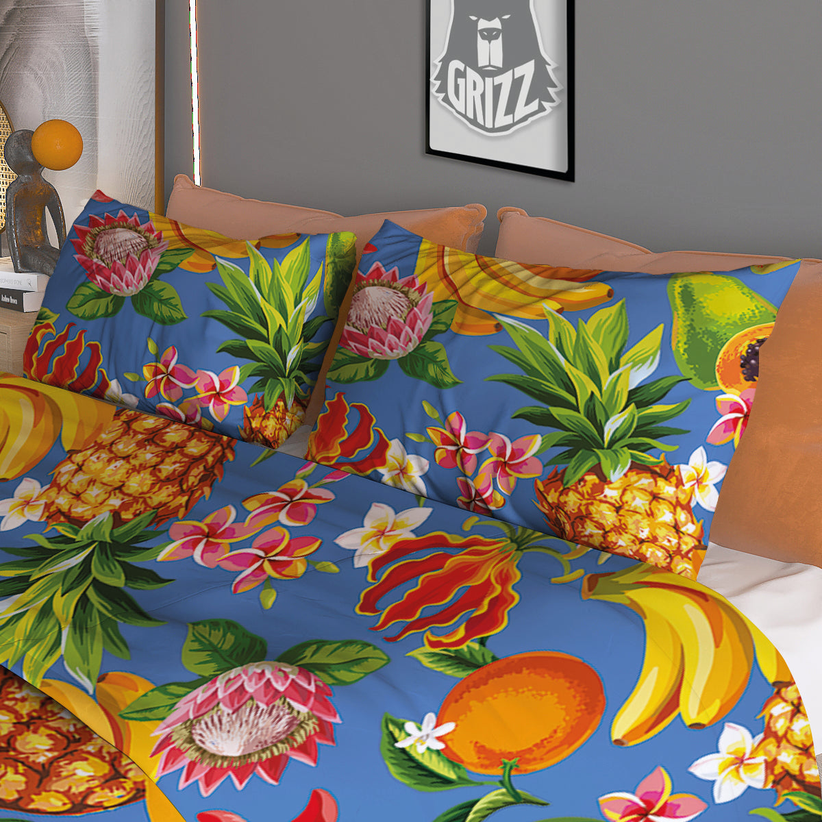 Fruits Aloha Tropical Print Pattern Duvet Cover Bedding Set