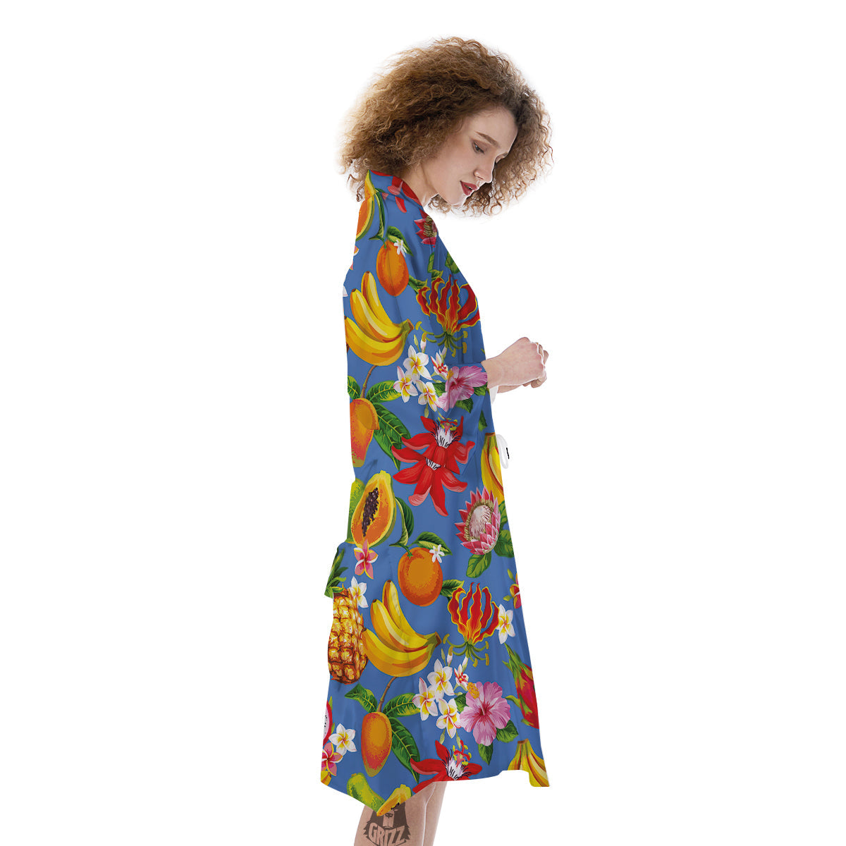 Fruits Aloha Tropical Print Pattern Kimono-grizzshop