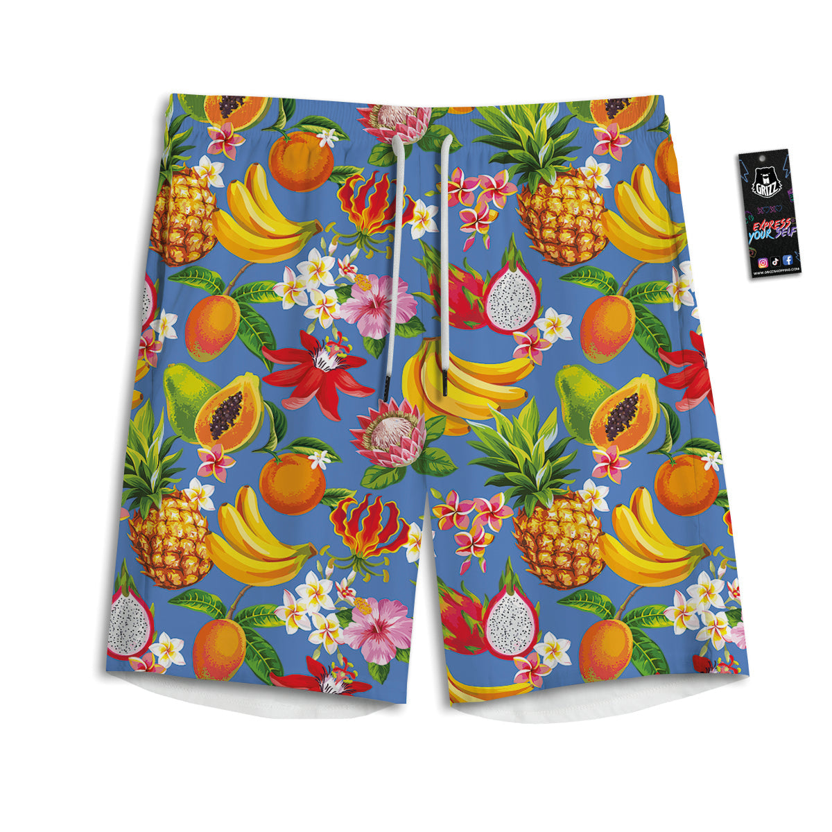 Fruits Aloha Tropical Print Pattern Men's Athletic Shorts-grizzshop