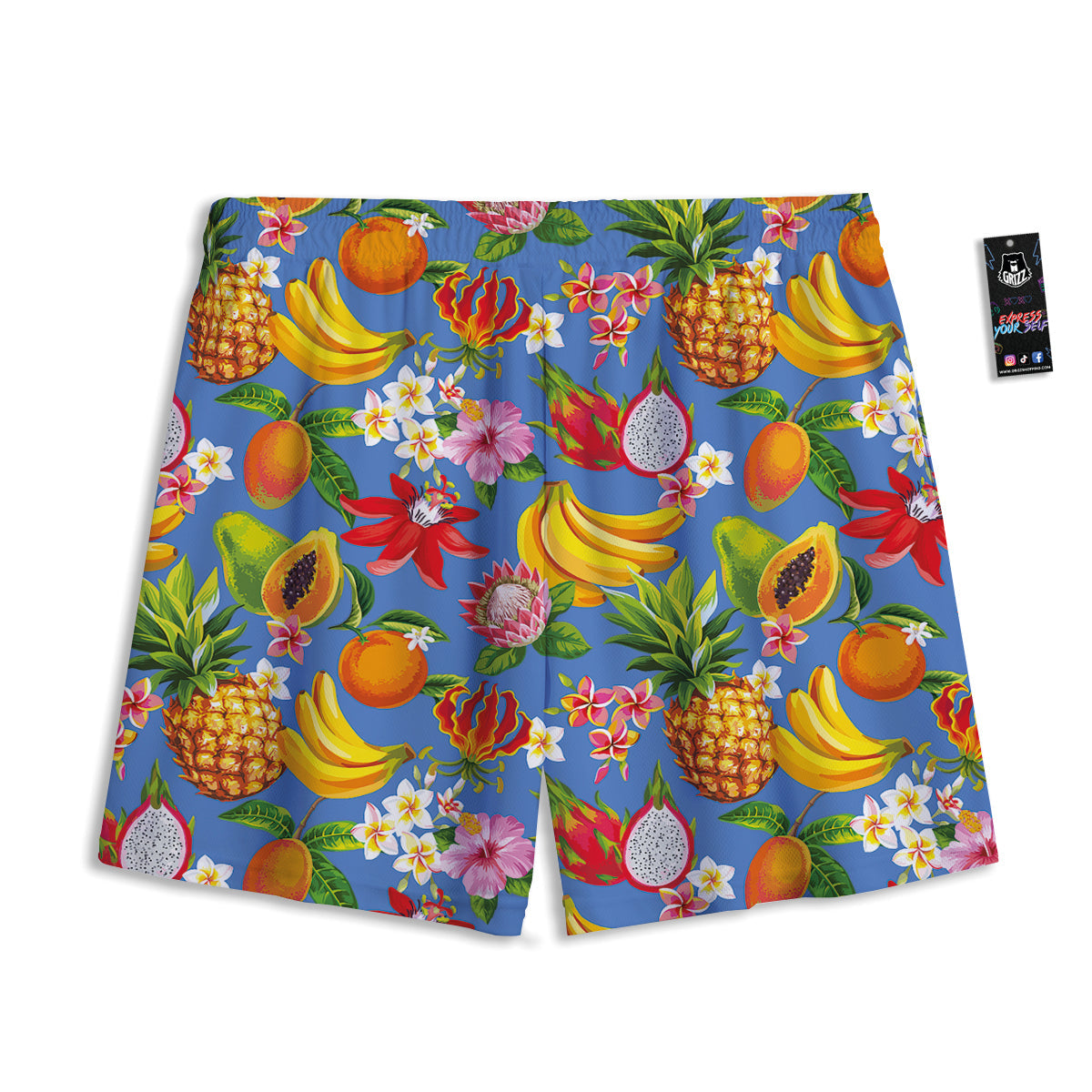 Fruits Aloha Tropical Print Pattern Mesh Shorts-grizzshop