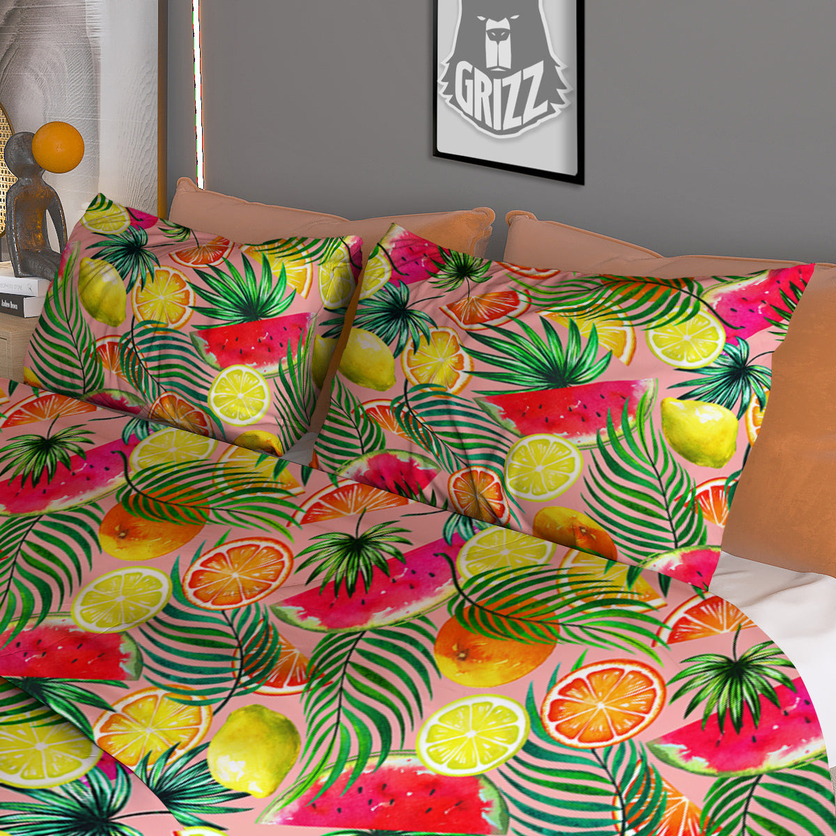 Fruits Cute Tropical Print Pattern Duvet Cover Bedding Set-grizzshop