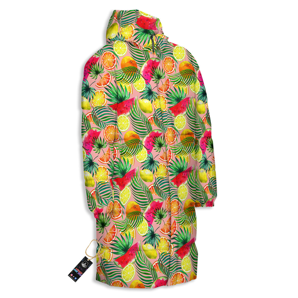 Fruits Cute Tropical Print Pattern Long Down Jacket-grizzshop