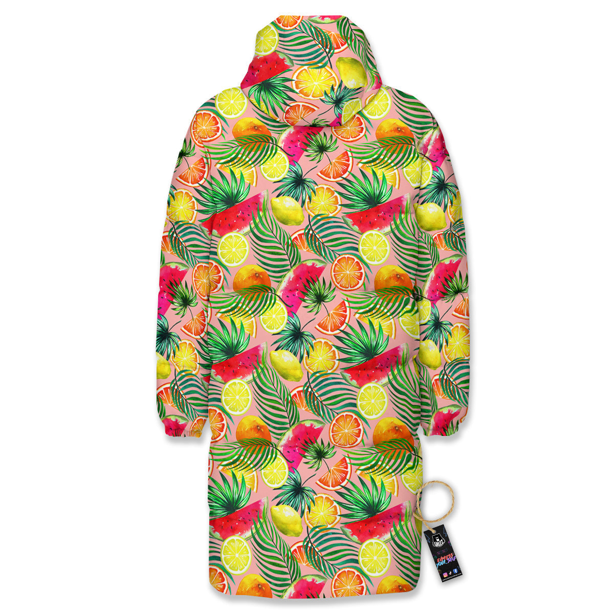 Fruits Cute Tropical Print Pattern Long Down Jacket-grizzshop