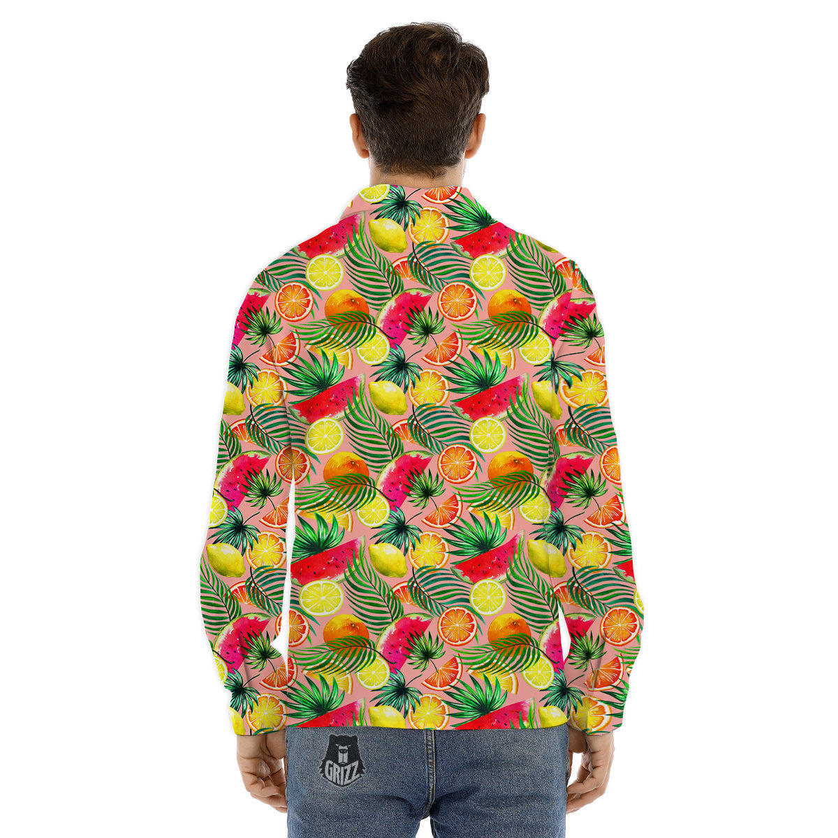 Fruits Cute Tropical Print Pattern Men's Dress Shirts-grizzshop