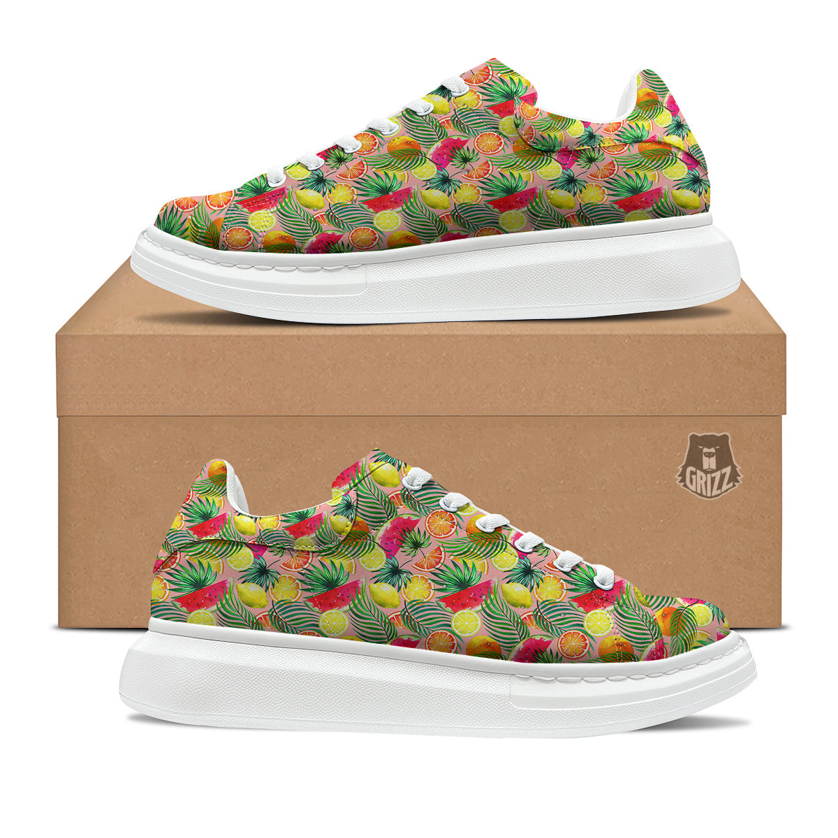 Fruits Cute Tropical Print Pattern Platform Shoes-grizzshop