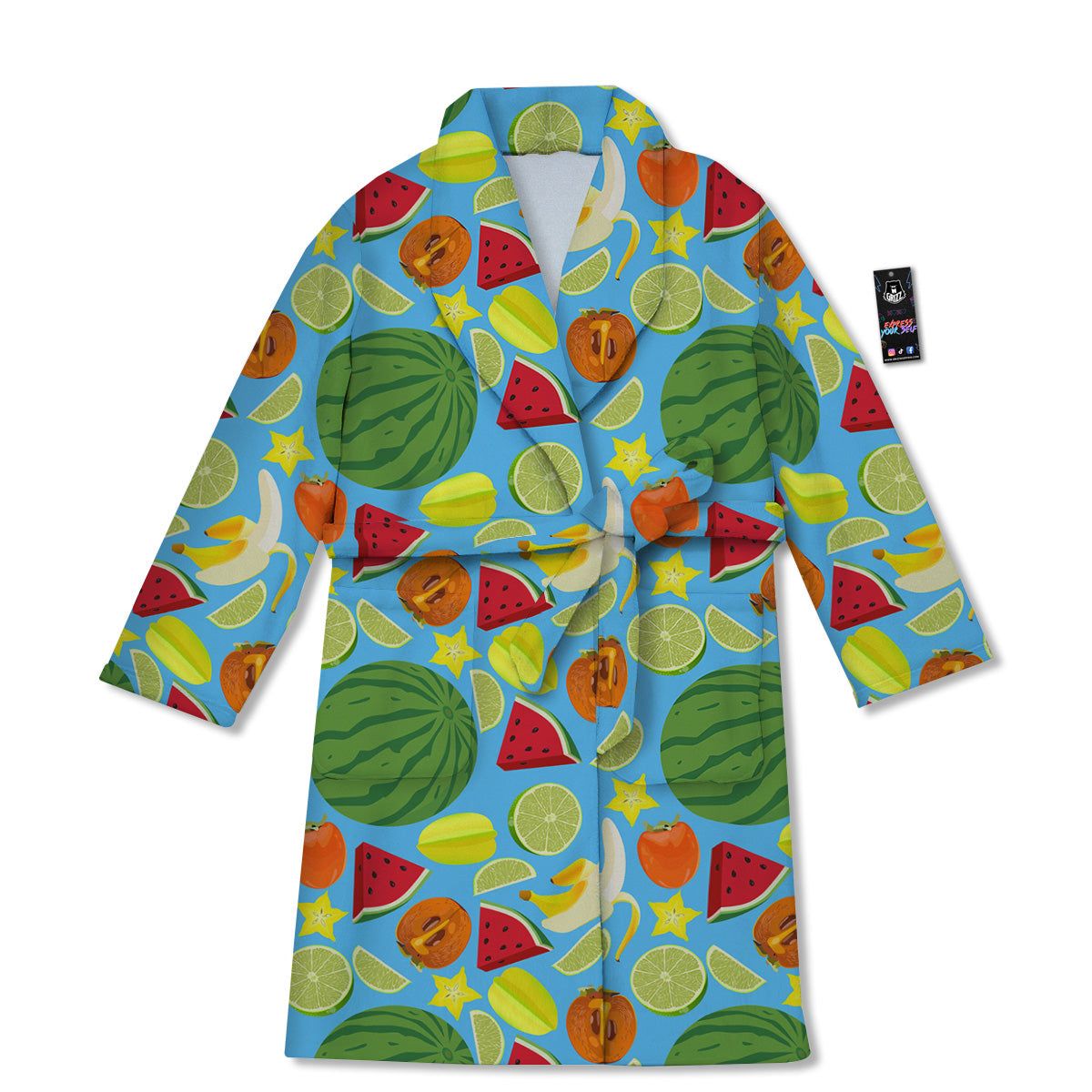 Fruits Depicting Print Pattern Bathrobe-grizzshop