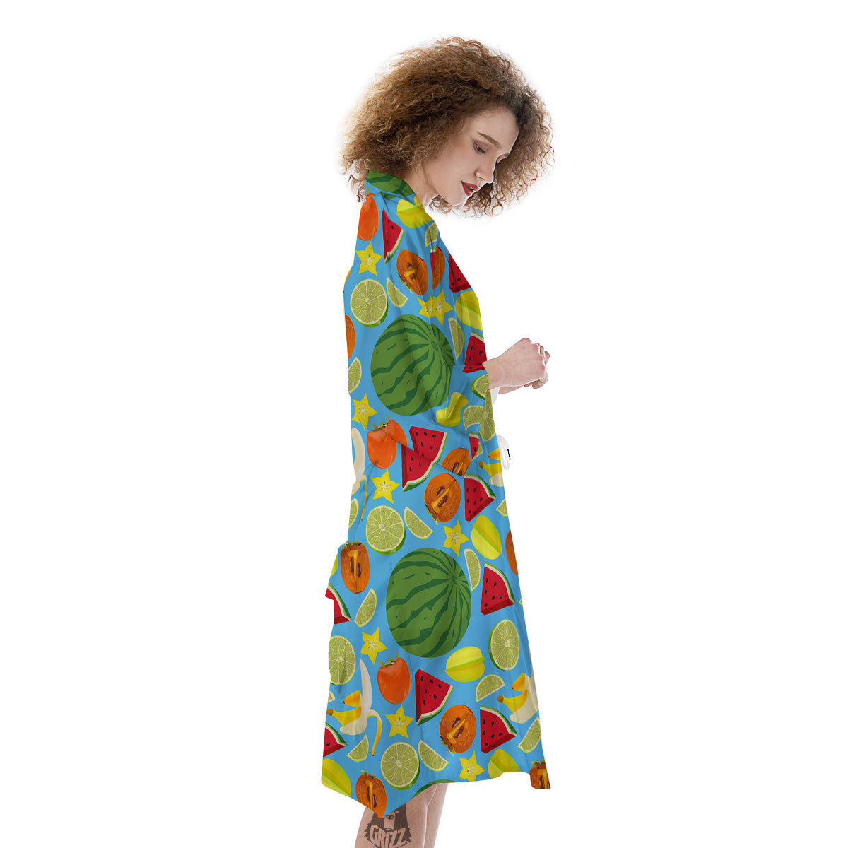 Fruits Depicting Print Pattern Kimono-grizzshop