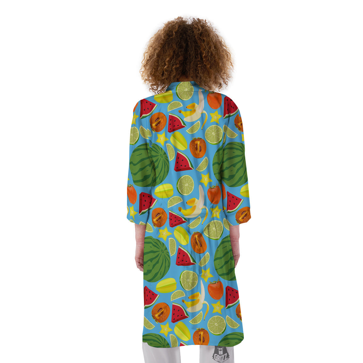 Fruits Depicting Print Pattern Kimono-grizzshop