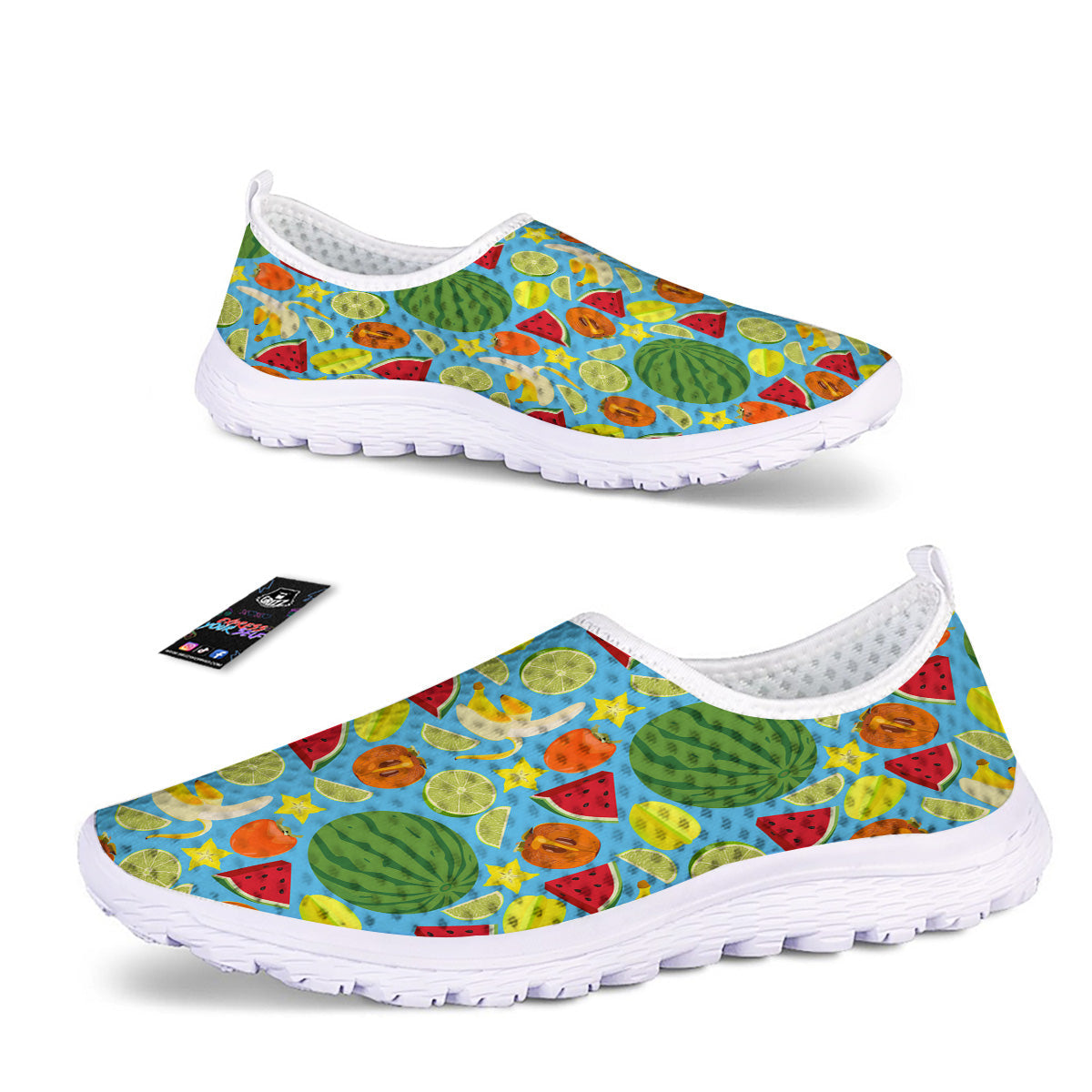 Fruits Depicting Print Pattern Nurse Shoes-grizzshop