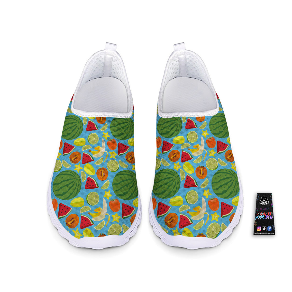 Fruits Depicting Print Pattern Nurse Shoes-grizzshop