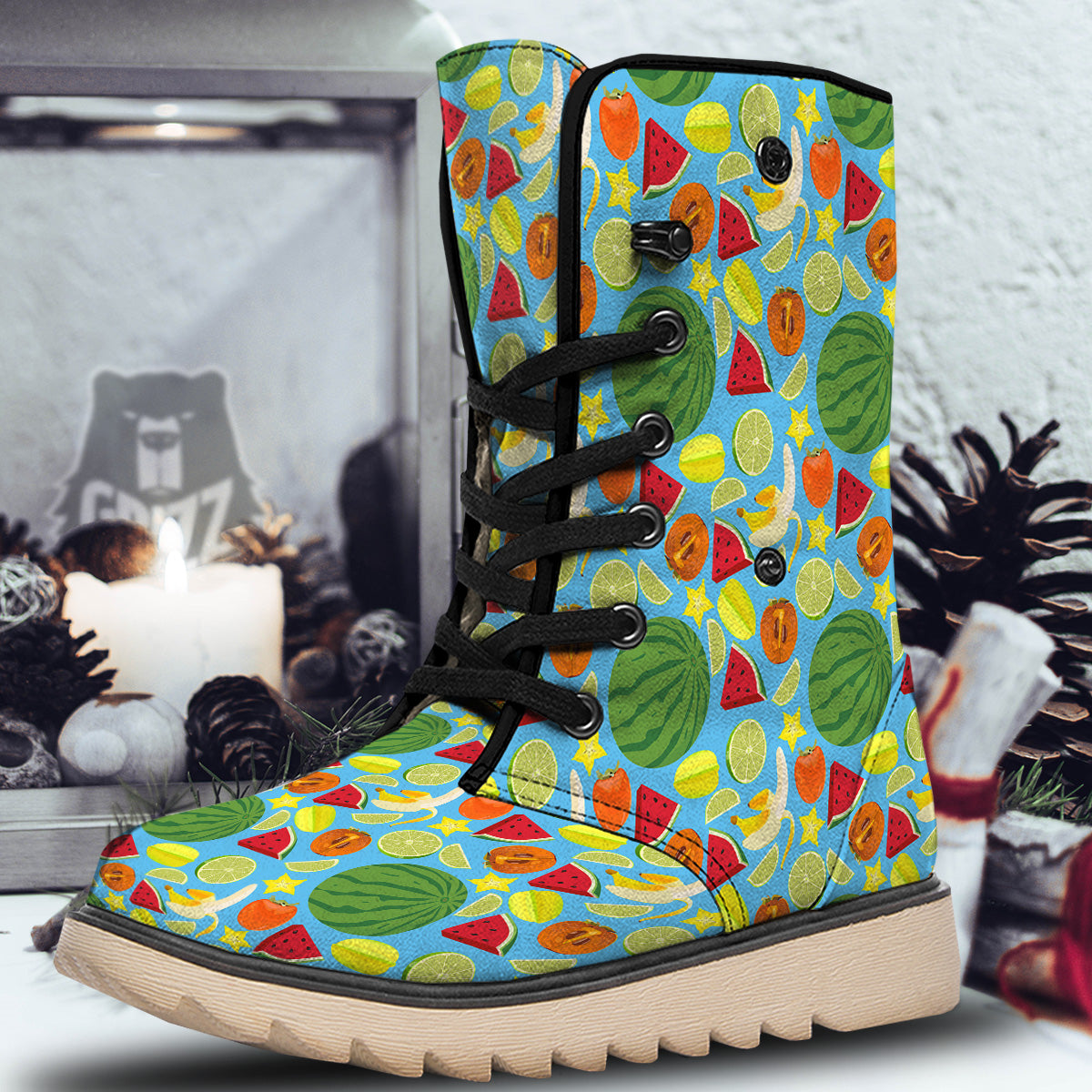 Fruits Depicting Print Pattern Snow Boots-grizzshop