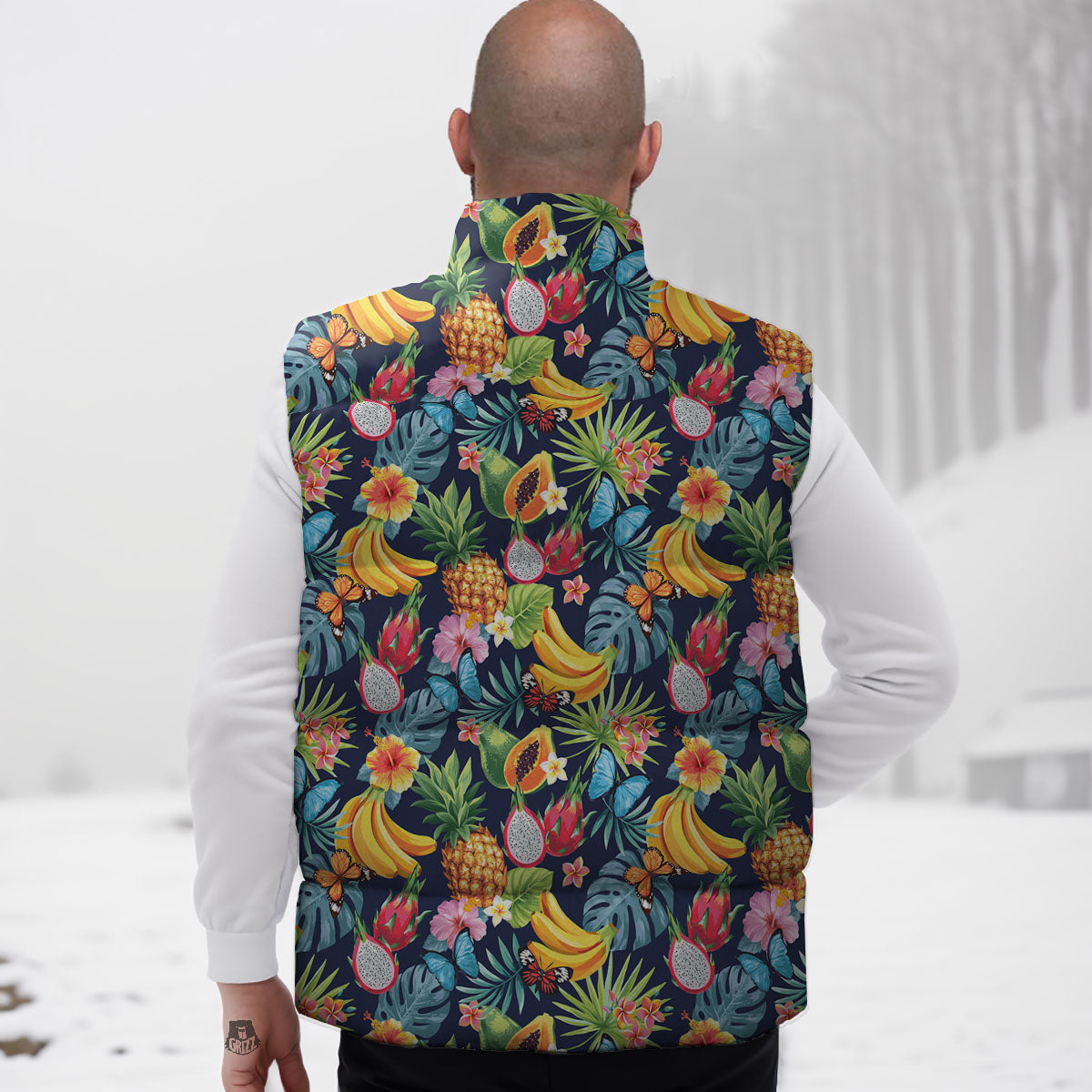 Fruits Hawaiian Tropical Print Pattern Down Vest-grizzshop