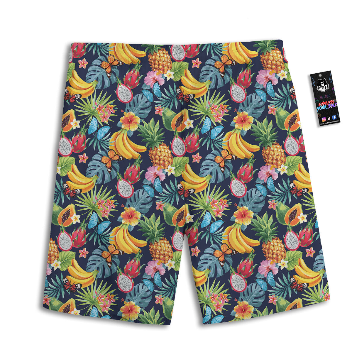Fruits Hawaiian Tropical Print Pattern Men's Athletic Shorts-grizzshop