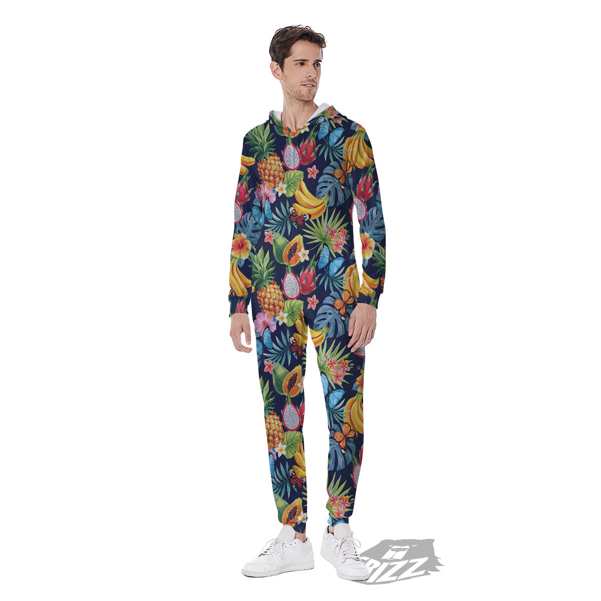 Fruits Hawaiian Tropical Print Pattern Men's Jumpsuit-grizzshop