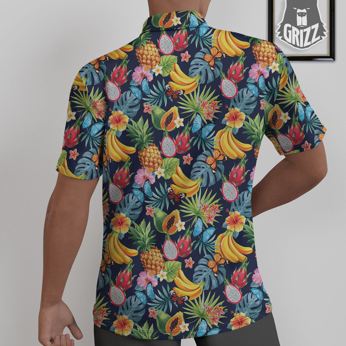 Fruits Hawaiian Tropical Print Pattern Untucked Shirts-grizzshop