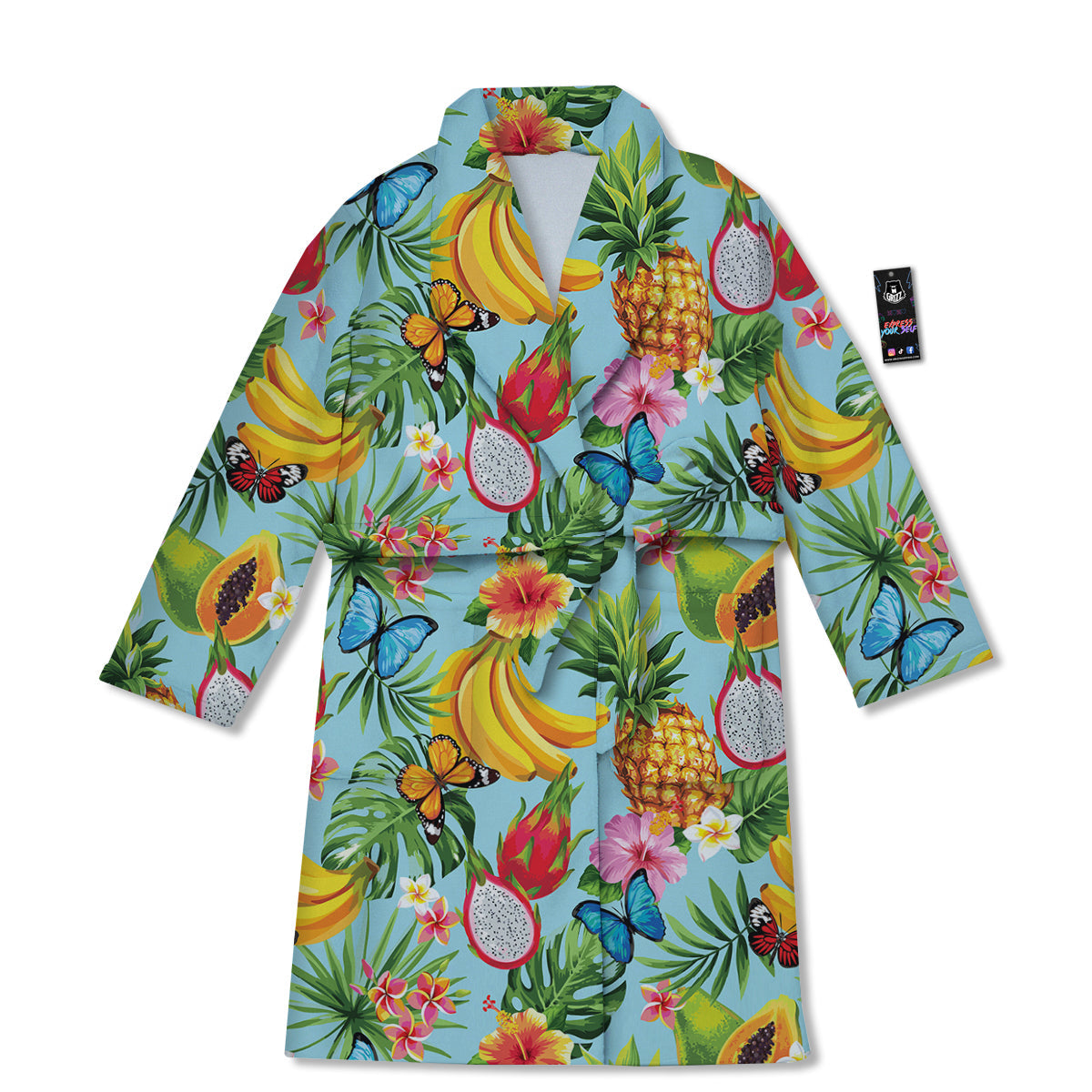 Fruits Jungle Tropical Print Pattern Bathrobe-grizzshop
