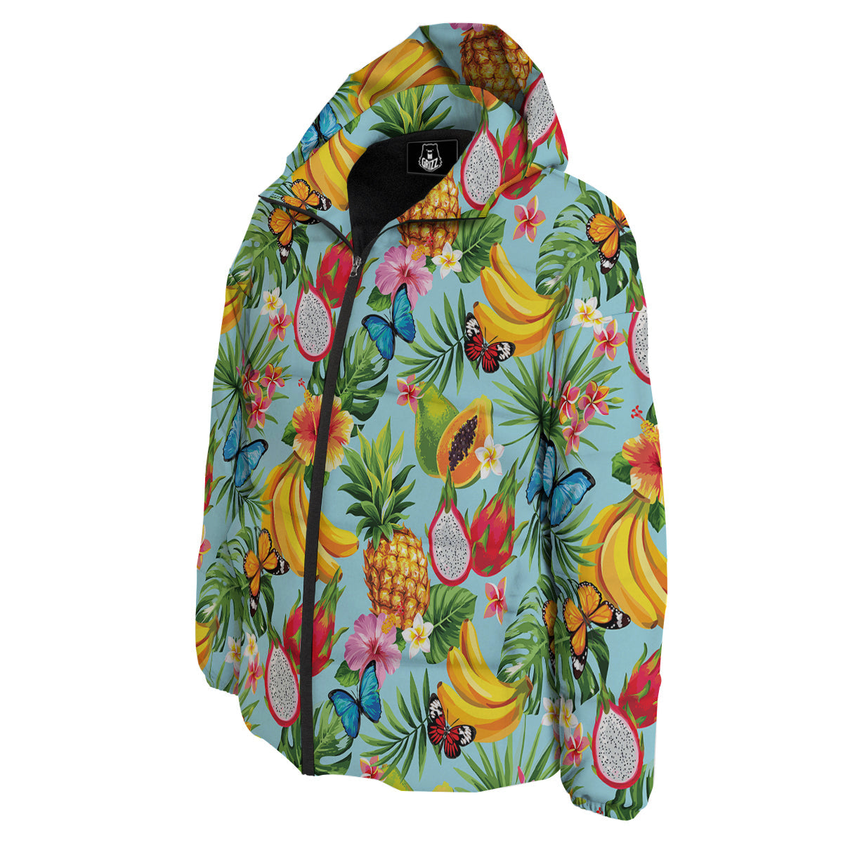 Fruits Jungle Tropical Print Pattern Down Jacket-grizzshop