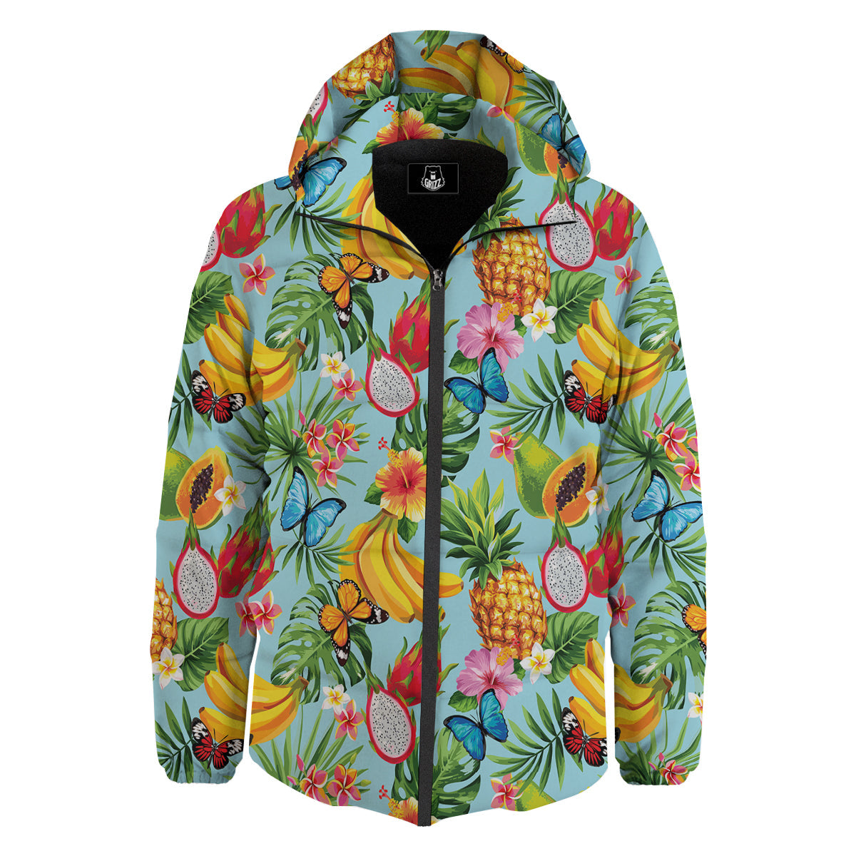Fruits Jungle Tropical Print Pattern Down Jacket-grizzshop