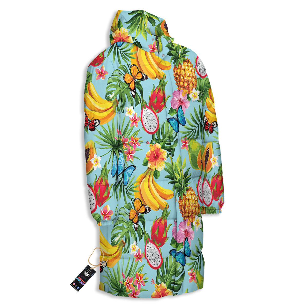 Fruits Jungle Tropical Print Pattern Long Down Jacket-grizzshop