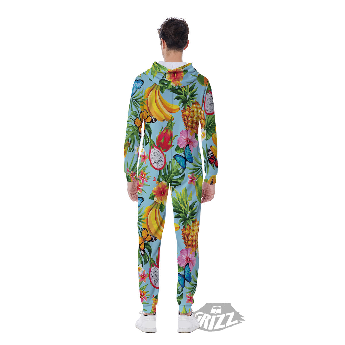 Fruits Jungle Tropical Print Pattern Men's Jumpsuit-grizzshop
