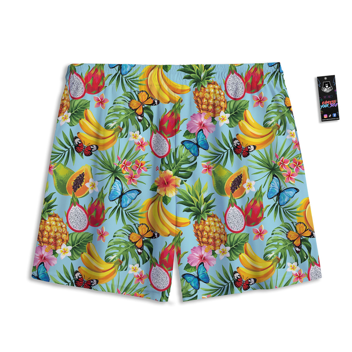 Fruits Jungle Tropical Print Pattern Mesh Shorts-grizzshop