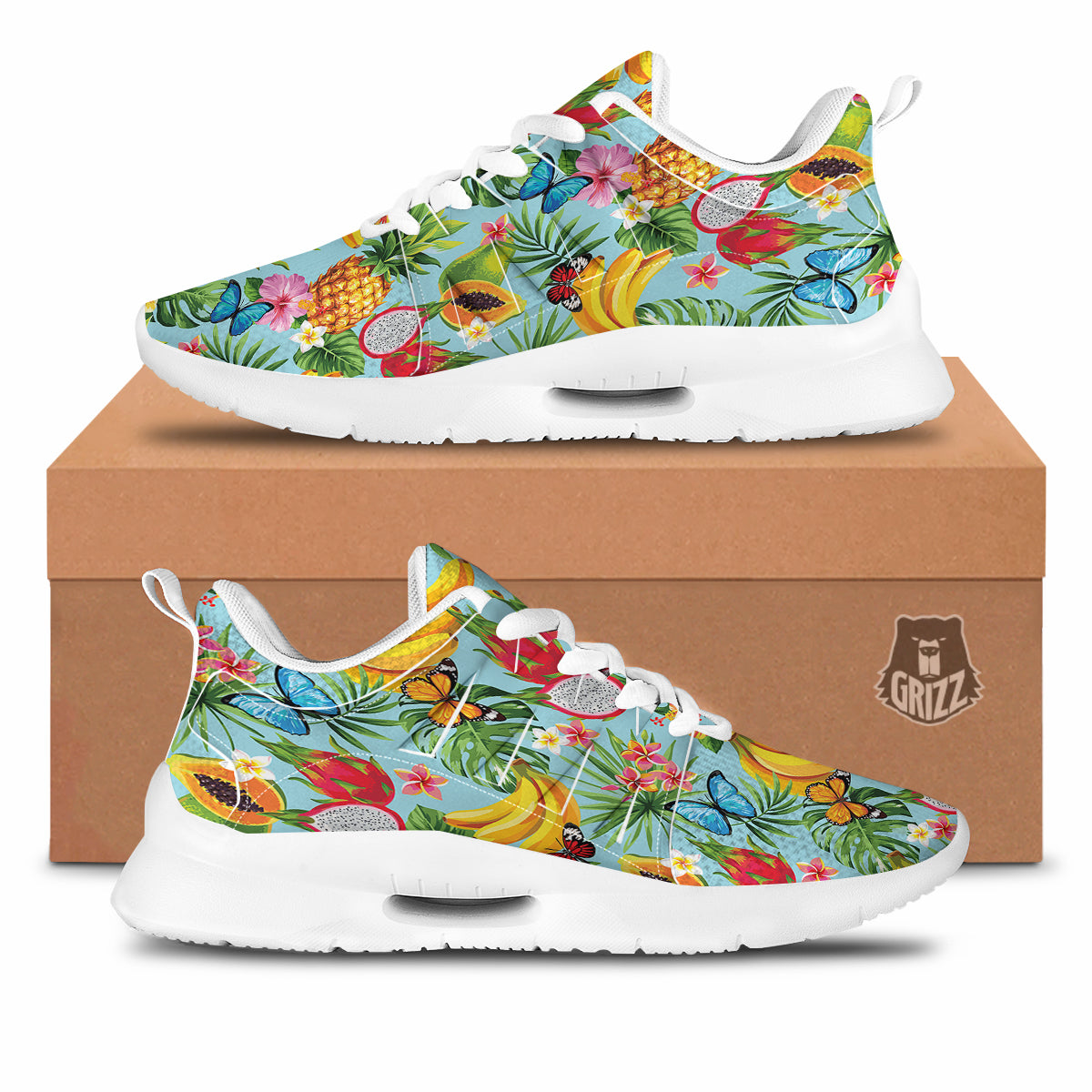 Fruits Jungle Tropical Print Pattern Tennis Shoes-grizzshop