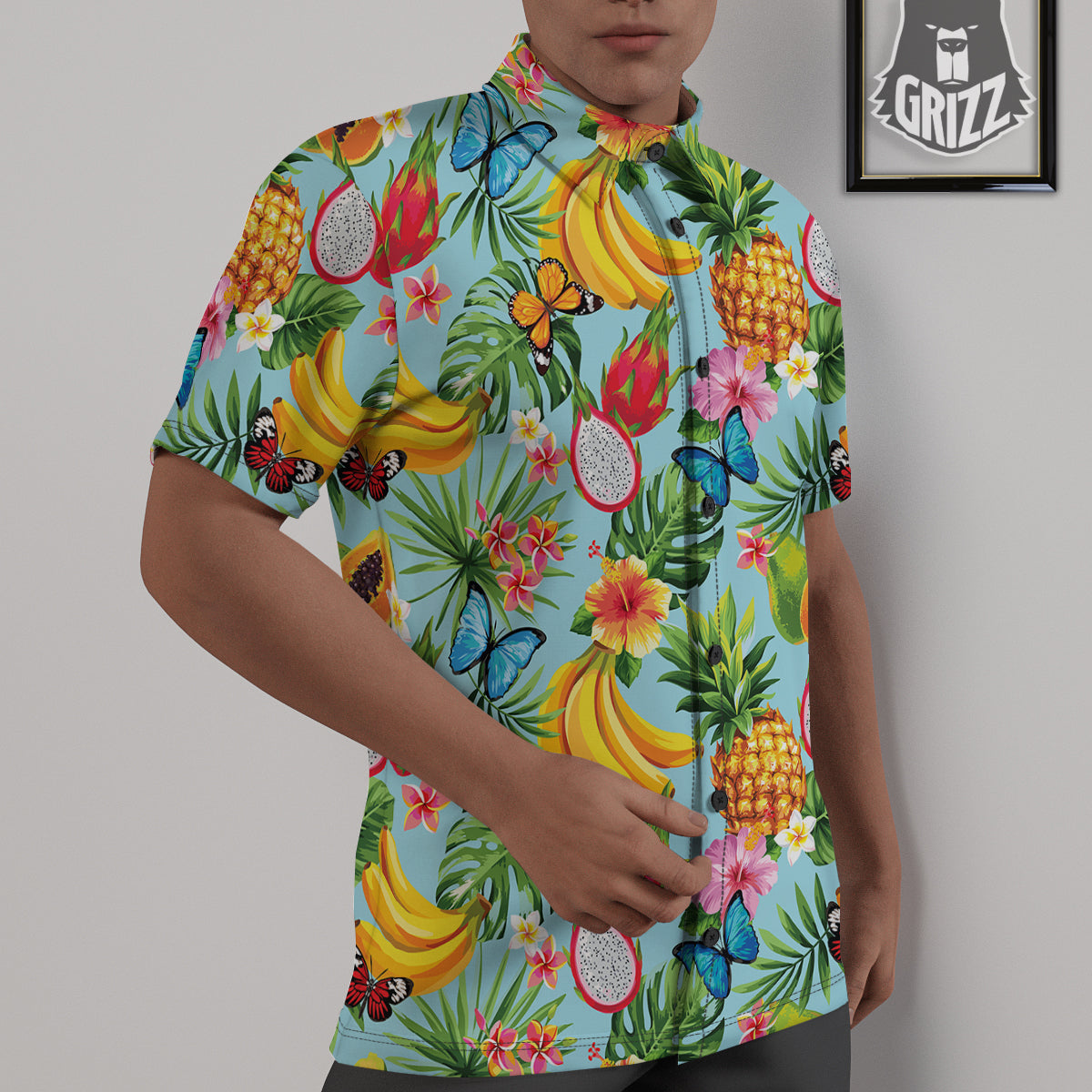 Fruits Jungle Tropical Print Pattern Untucked Shirts-grizzshop