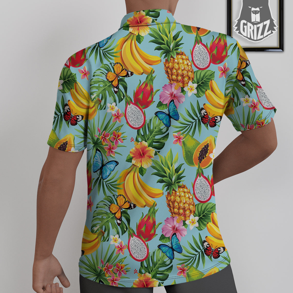 Fruits Jungle Tropical Print Pattern Untucked Shirts-grizzshop