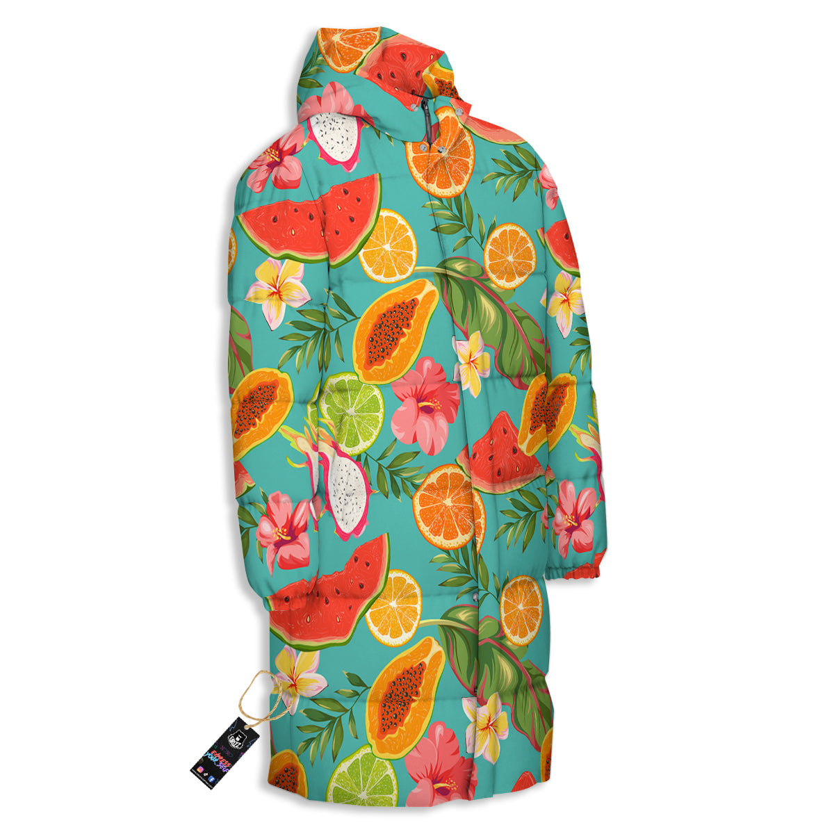 Fruits Tropical Paradise Print Pattern Long Down Jacket-grizzshop