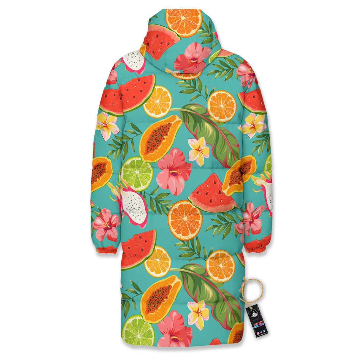 Fruits Tropical Paradise Print Pattern Long Down Jacket-grizzshop