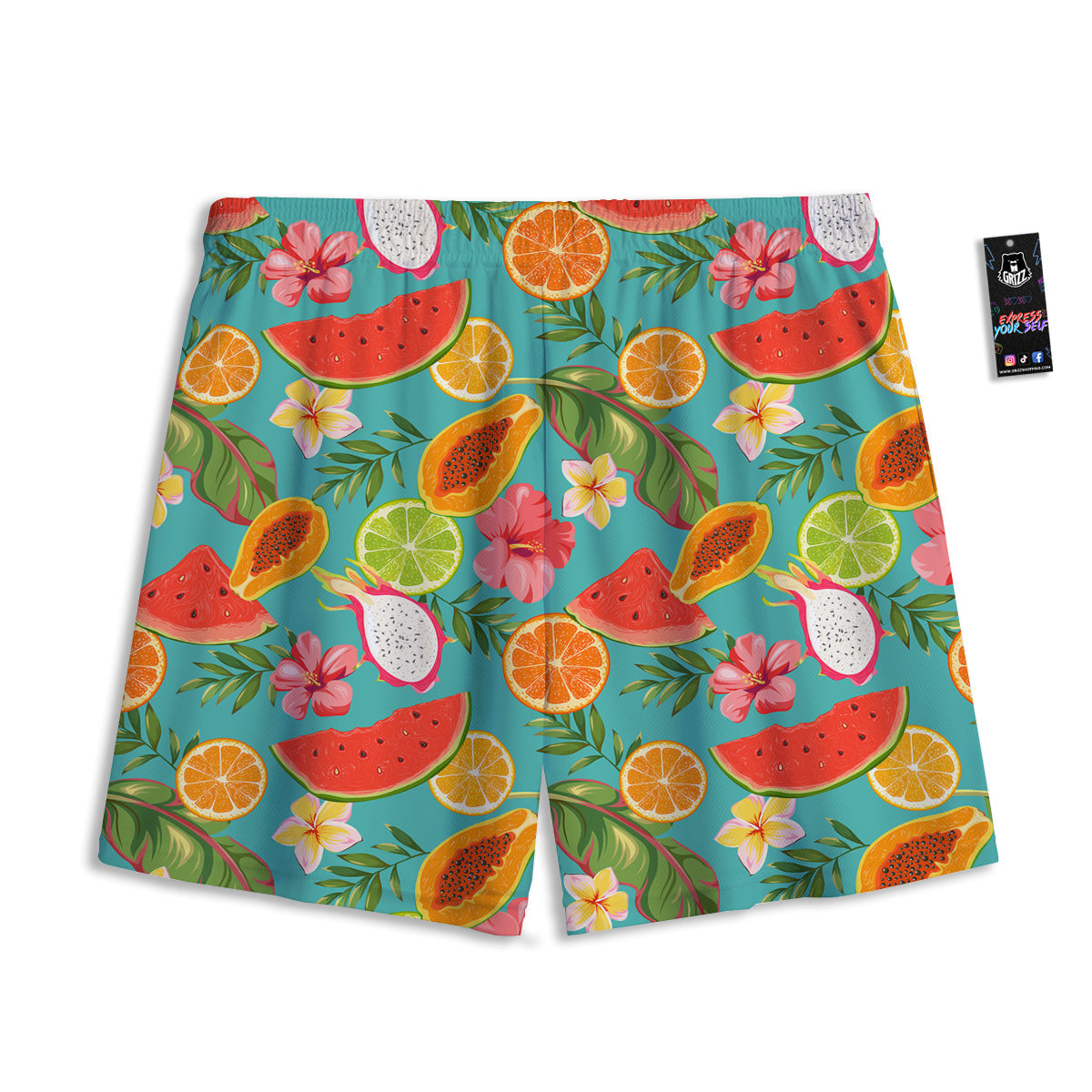 Fruits Tropical Paradise Print Pattern Mesh Shorts-grizzshop