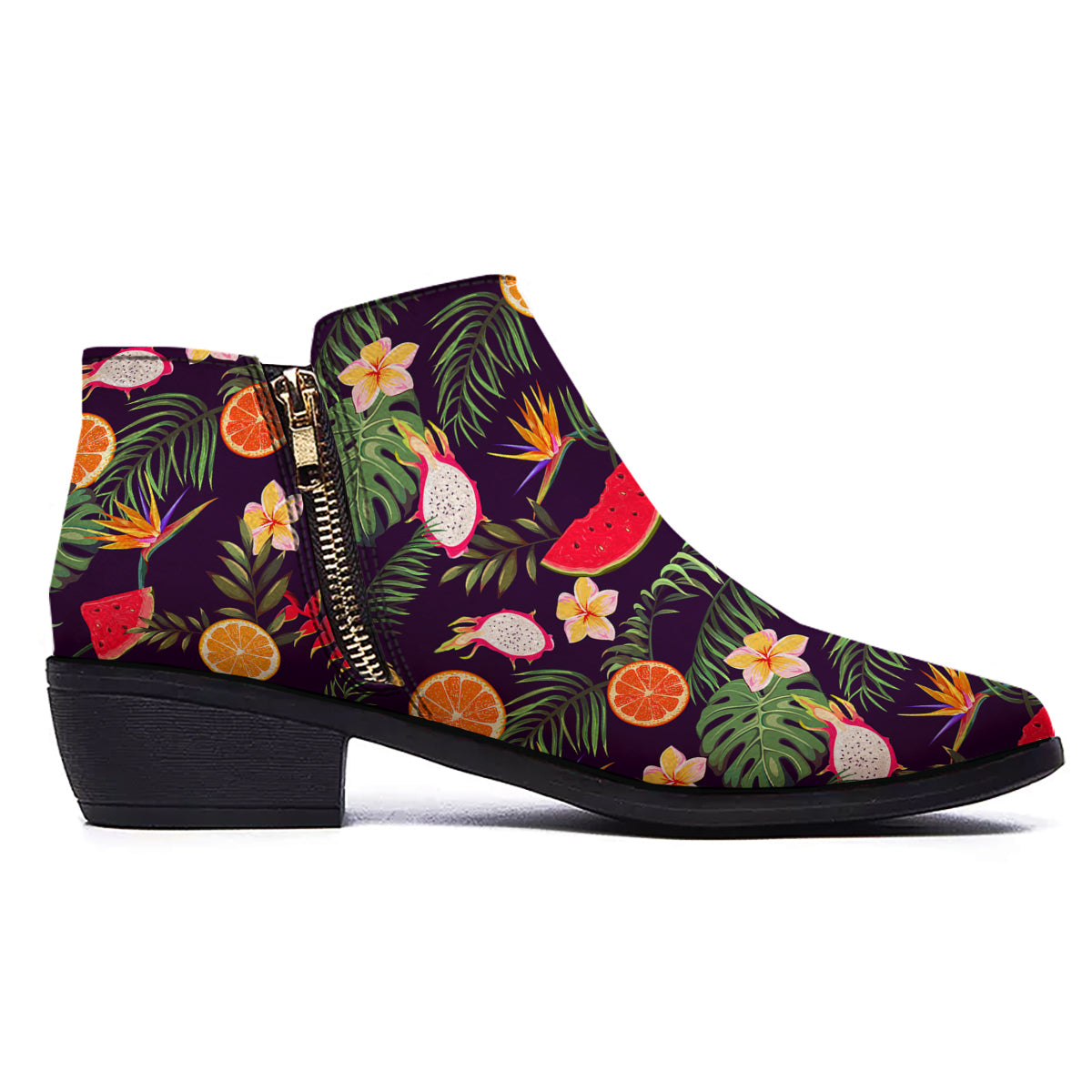 Fruits Tropical Print Pattern Ankle Boots-grizzshop