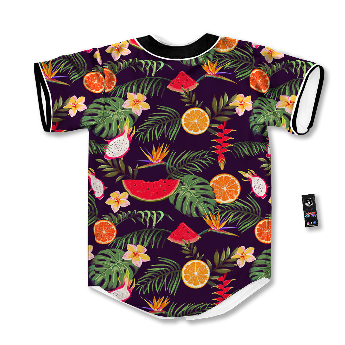 Fruits Tropical Print Pattern Baseball Jersey-grizzshop